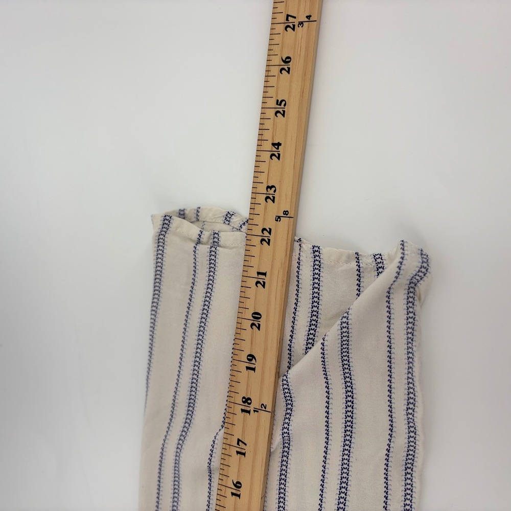 Arizona Jean Co Womens Cream Blue Striped Bell Sleeve‎ Button Front Top Medium - Picture 5 of 8